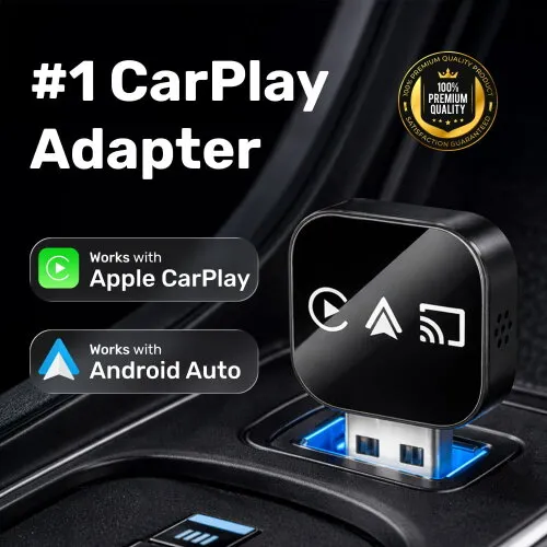 TopCarPlay adapter installed in a car dashboard